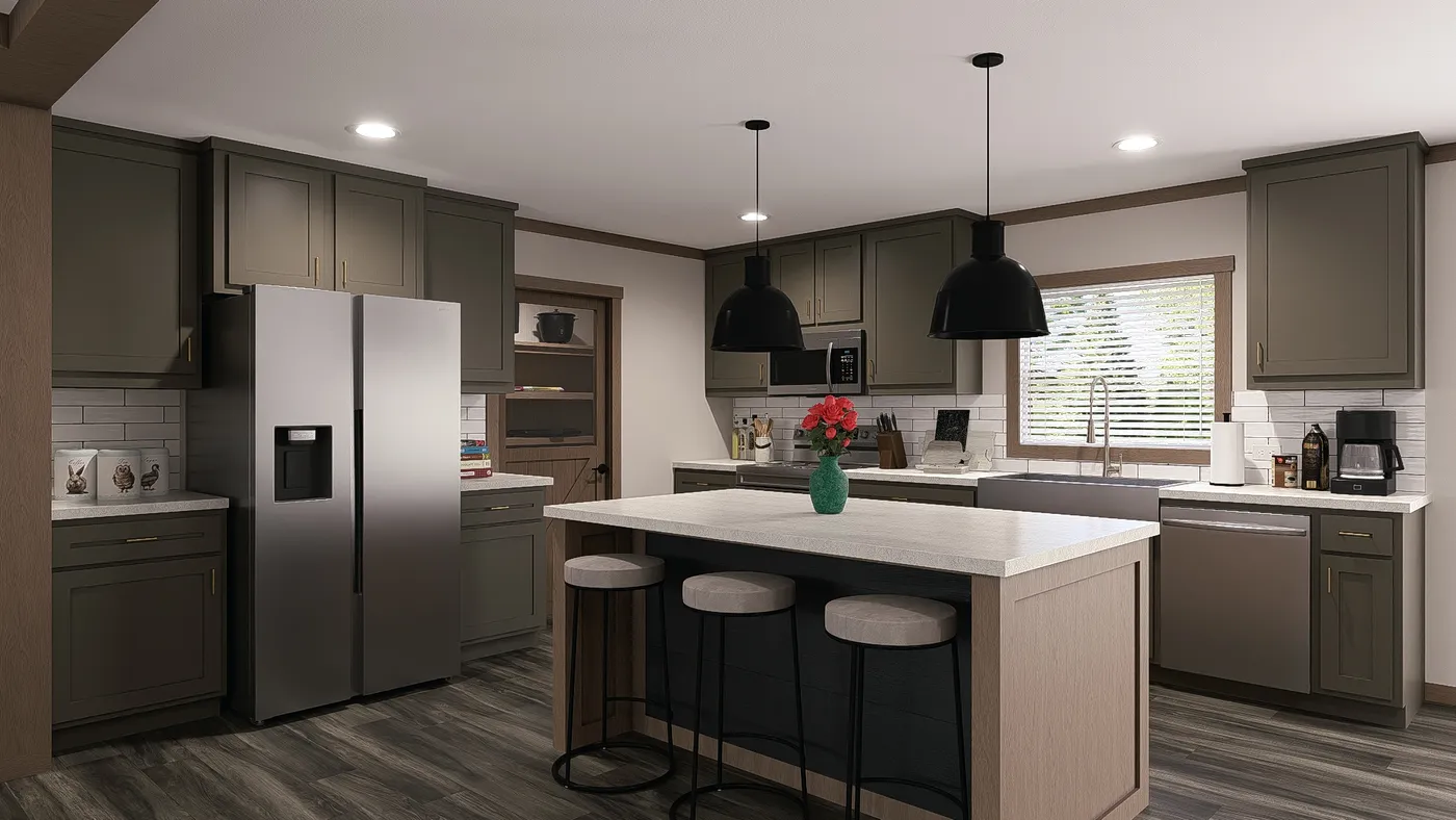The FARM 3 FLEX ELITE Kitchen. This Manufactured Mobile Home features 3 bedrooms and 2 baths.