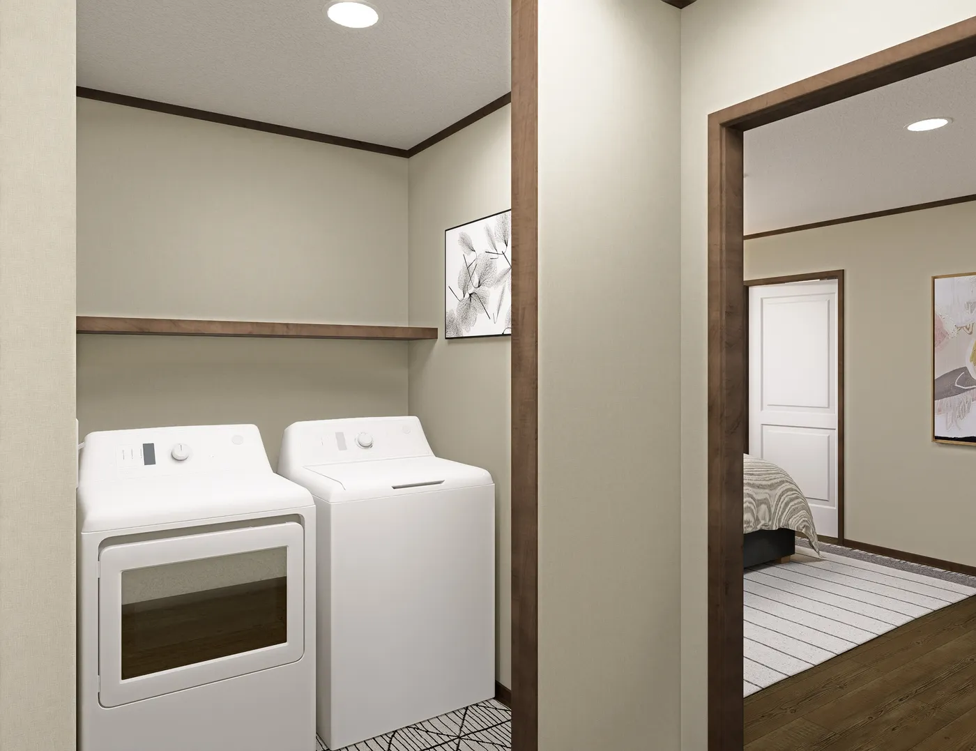 The ZION Utility Room. This Manufactured Mobile Home features 3 bedrooms and 2 baths.