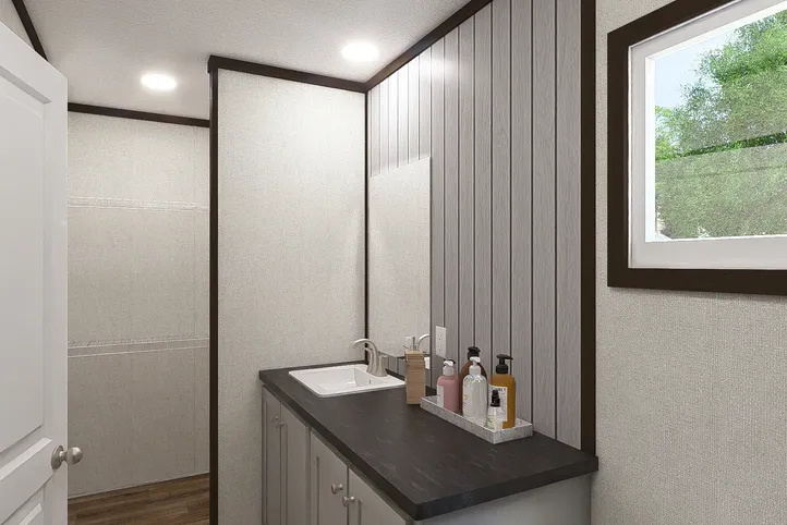 The SPIRIT Primary Bathroom. This Manufactured Mobile Home features 2 bedrooms and 2 baths.