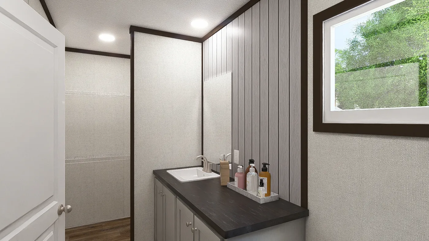 The SPIRIT Primary Bathroom. This Manufactured Mobile Home features 2 bedrooms and 2 baths.