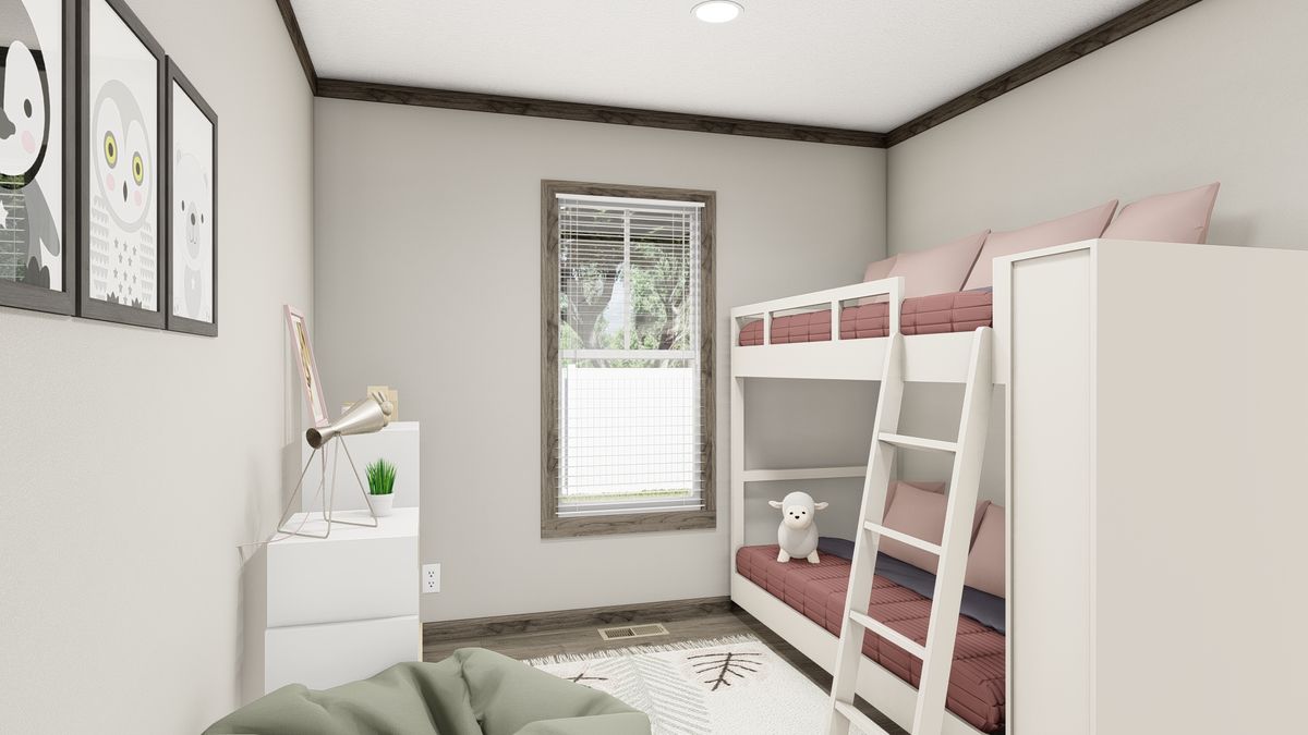 The THE MADISON Bedroom. This Manufactured Mobile Home features 3 bedrooms and 2 baths.