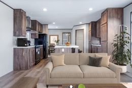 The ANNIVERSARY 16763S Living Room. This Manufactured Mobile Home features 3 bedrooms and 2 baths.