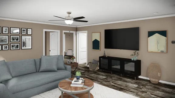 The THE MAVERICK Living Room. This Manufactured Mobile Home features 3 bedrooms and 2 baths.