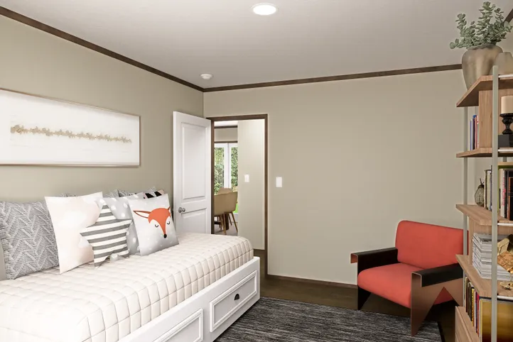 The RIO Guest Bedroom. This Manufactured Mobile Home features 3 bedrooms and 2 baths.