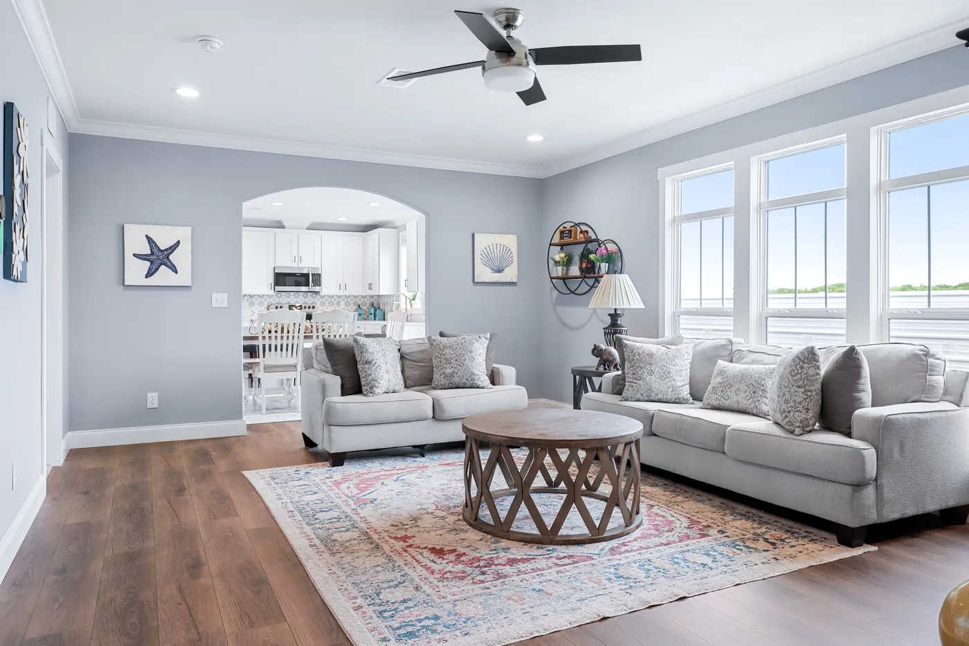 The THE ATLAS Living Room. This Manufactured Mobile Home features 4 bedrooms and 3 baths.
