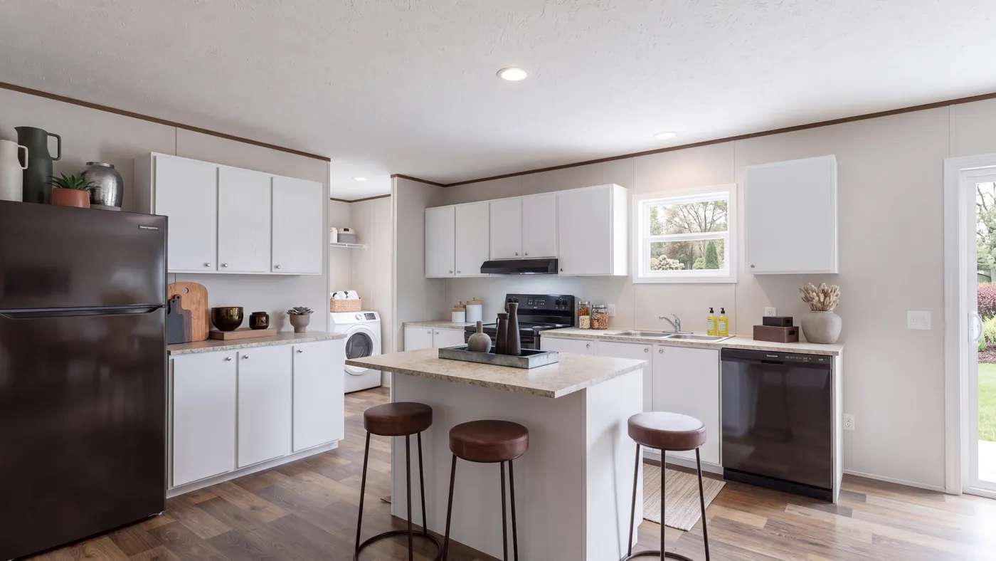 The CEDAR Kitchen. This Manufactured Mobile Home features 3 bedrooms and 2 baths.