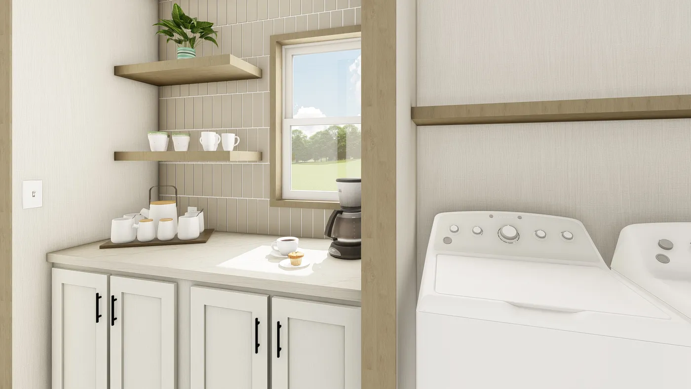 The TIDE Utility Room. This Manufactured Mobile Home features 2 bedrooms and 2 baths.