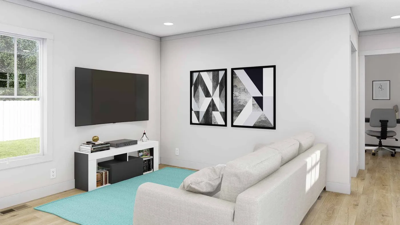 The STILL THE ONE Living Room. This Manufactured Mobile Home features 2 bedrooms and 2 baths.