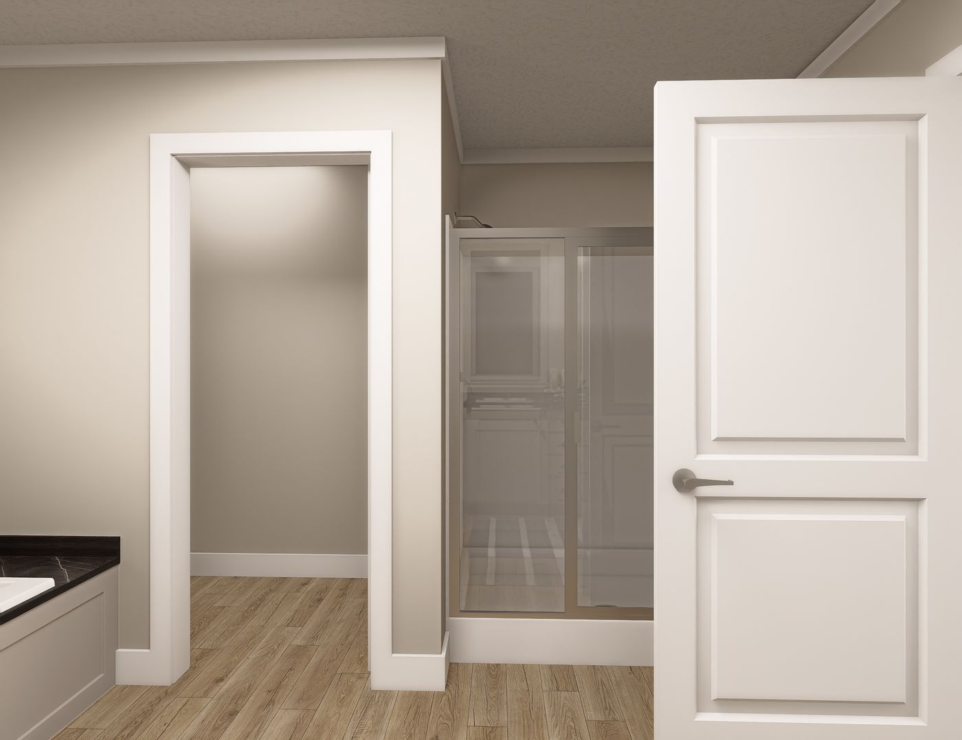 The CLASSIC 60B Primary Bathroom. This Manufactured Mobile Home features 3 bedrooms and 2 baths.