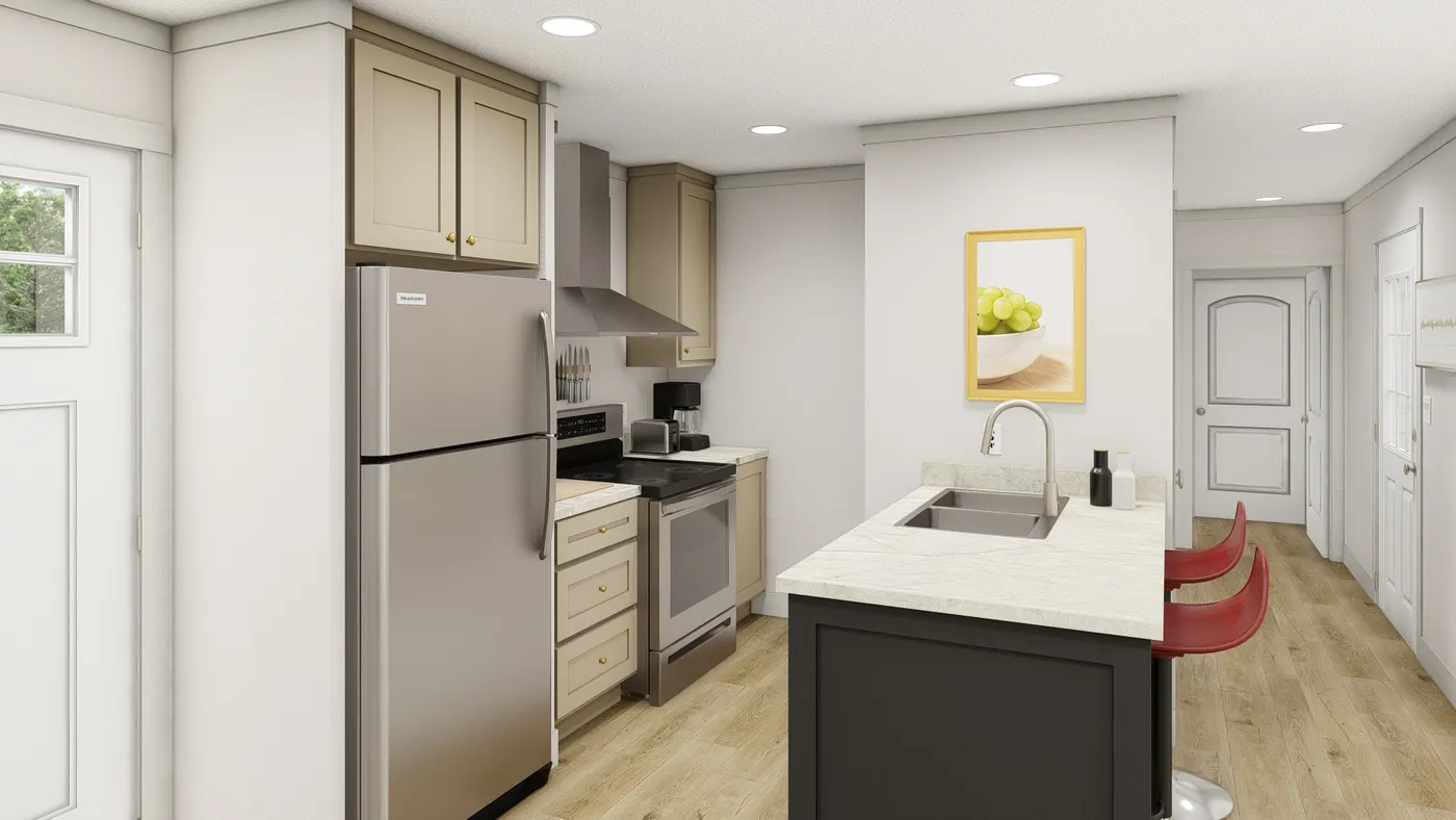 The 1007 "IMAGINE" 4014 Kitchen. This Manufactured Mobile Home features 1 bedroom and 1 bath.