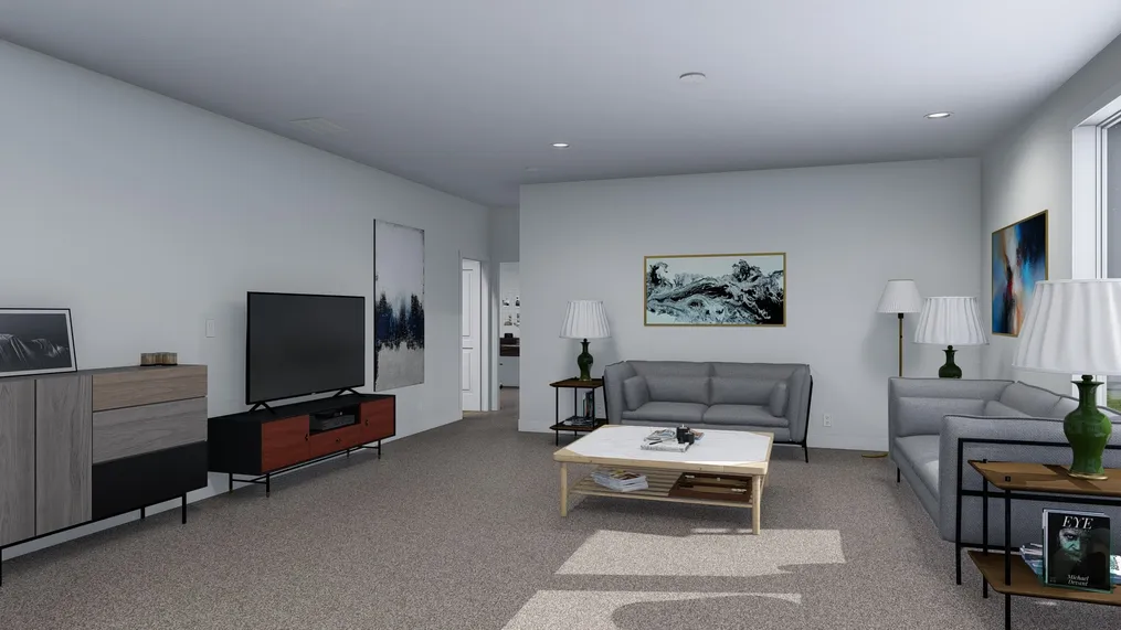 The BRYCE Living Room. This Manufactured Mobile Home features 3 bedrooms and 2 baths.