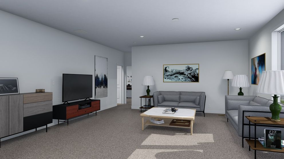 The BRYCE Living Room. This Manufactured Mobile Home features 3 bedrooms and 2 baths.