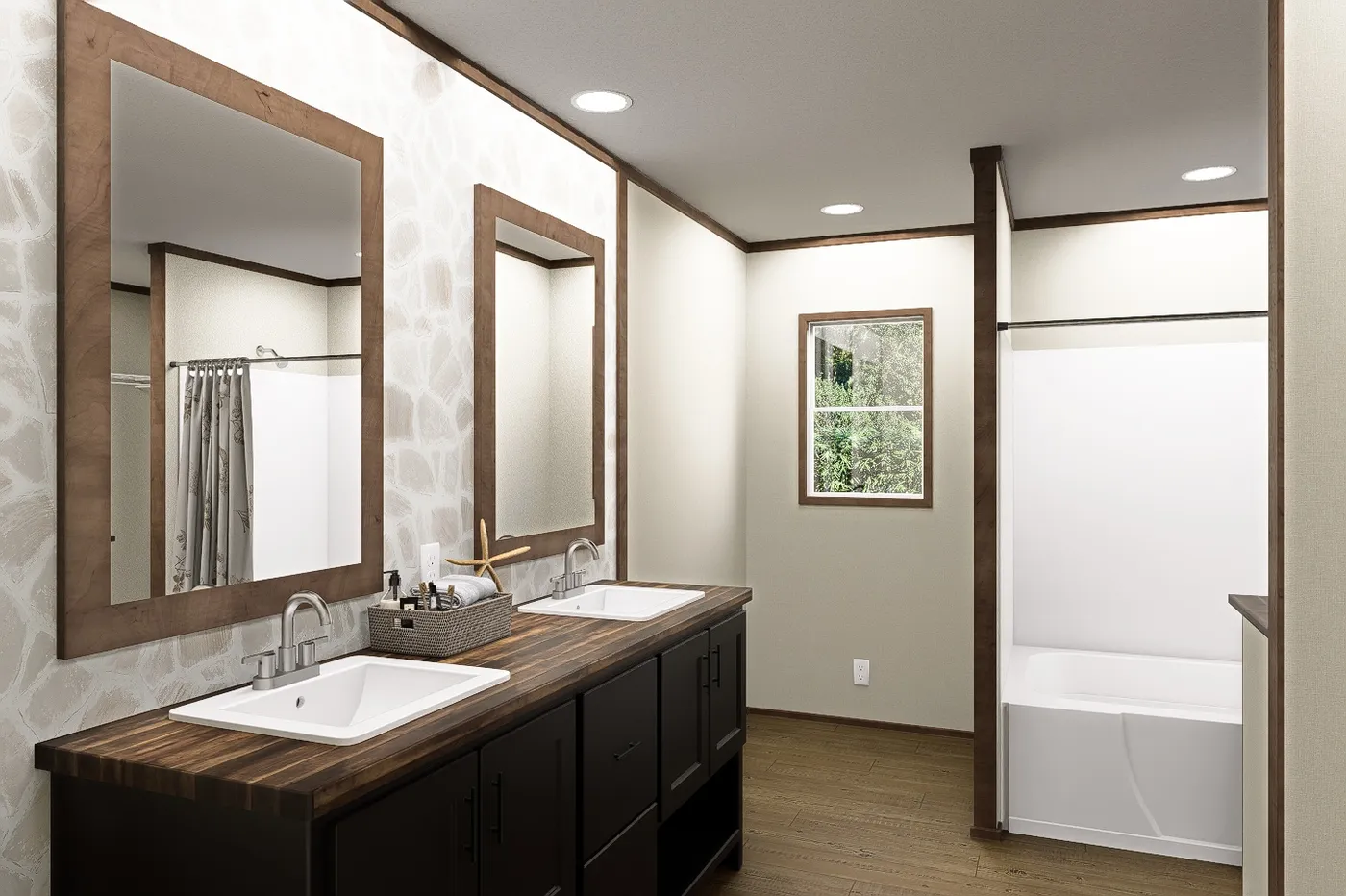 The SNOWCAP Primary Bathroom. This Manufactured Mobile Home features 4 bedrooms and 3 baths.