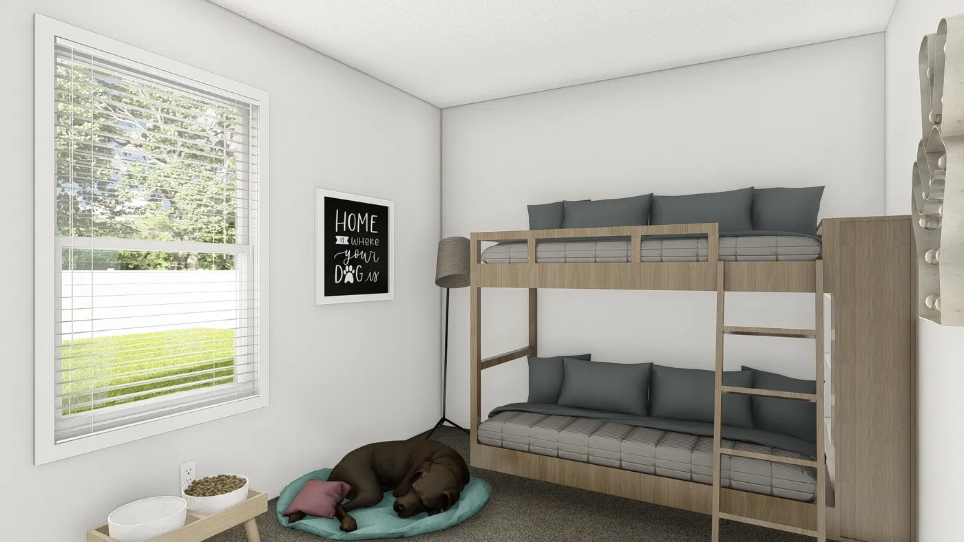 The DRM443F 44'              DREAM Bedroom. This Manufactured Mobile Home features 3 bedrooms and 2 baths.