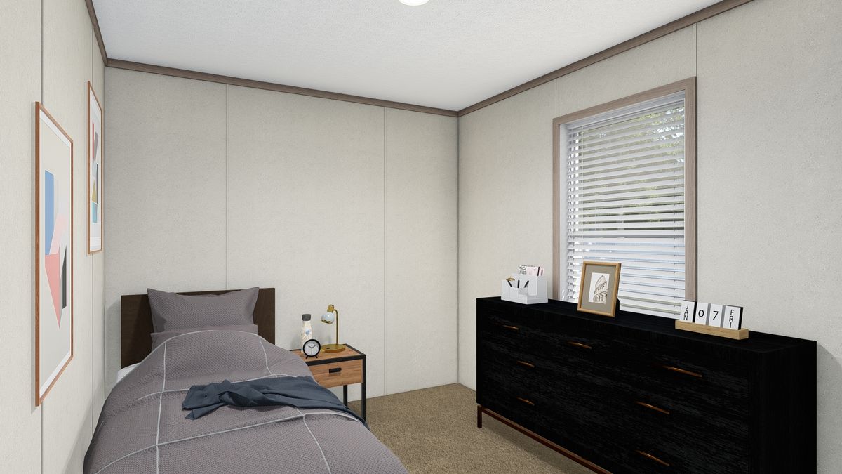 The 4828-E746 THE PULSE Guest Bedroom. This Manufactured Mobile Home features 3 bedrooms and 2 baths.