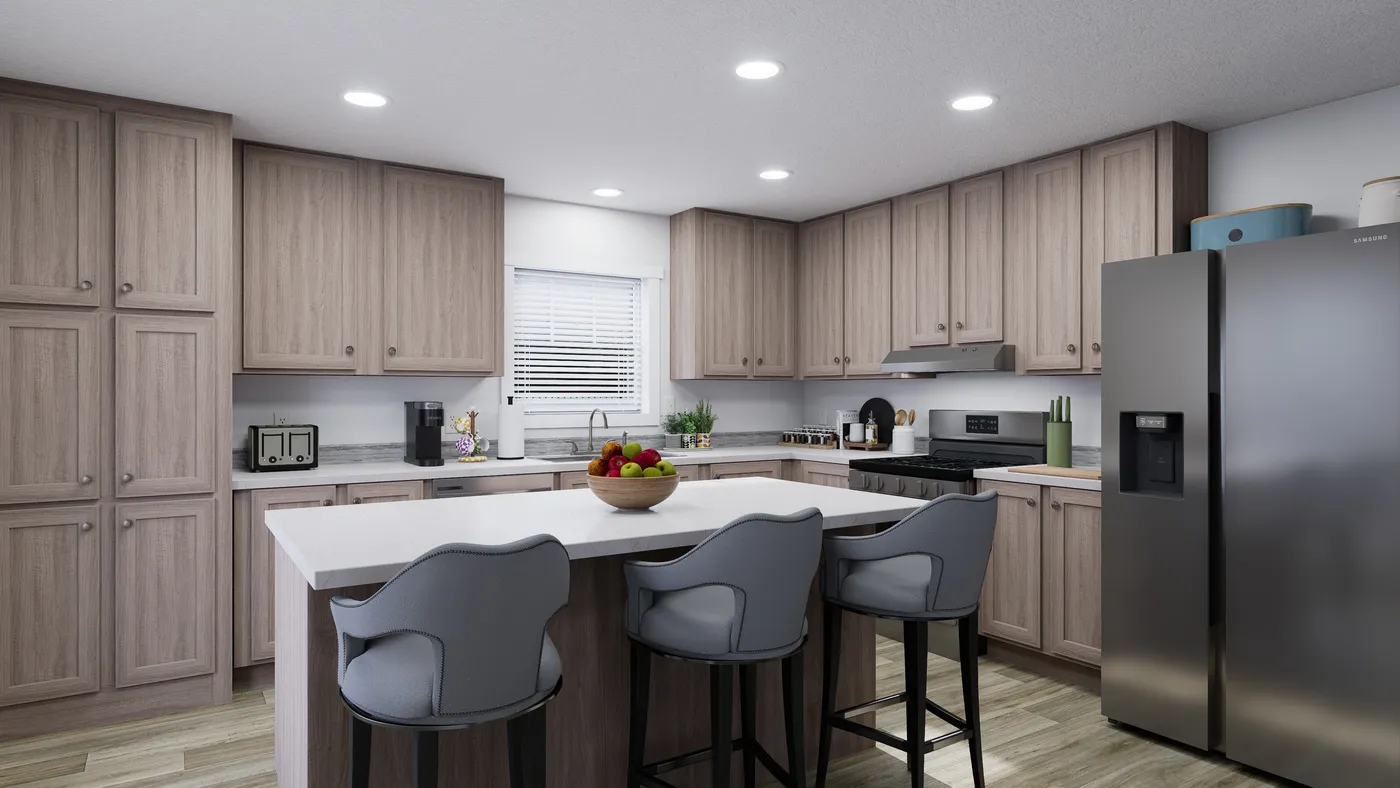 The RIGHT CHOICE 75 Kitchen. This Manufactured Mobile Home features 4 bedrooms and 2 baths.