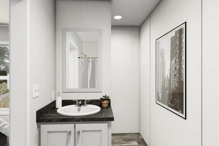 The RUBY Primary Bathroom. This Manufactured Mobile Home features 2 bedrooms and 2 baths.
