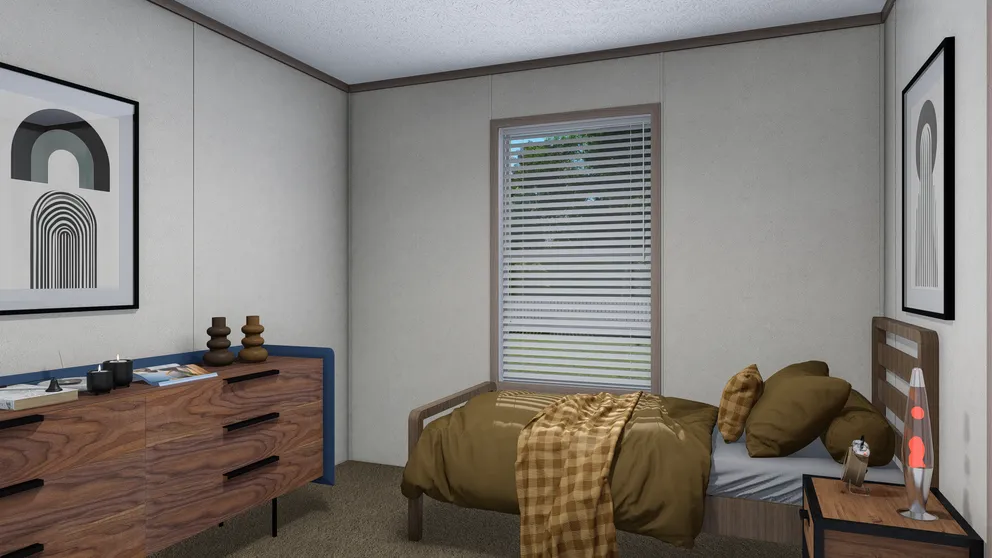 The 6428-E792 THE PULSE Guest Bedroom. This Manufactured Mobile Home features 3 bedrooms and 2.5 baths.