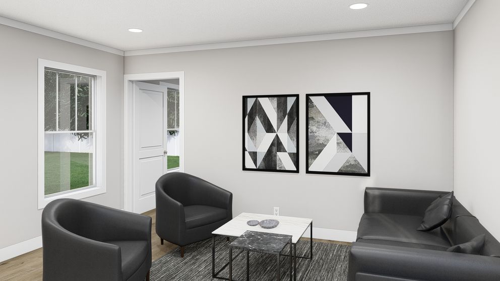 The RHYTHM NATION Living Room. This Manufactured Mobile Home features 3 bedrooms and 2 baths.