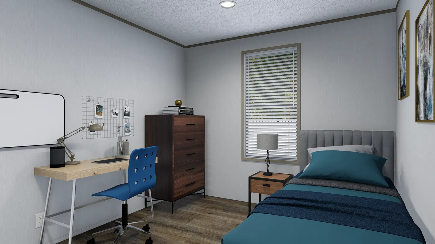 The HARTFORD Bedroom. This Manufactured Mobile Home features 3 bedrooms and 2 baths.