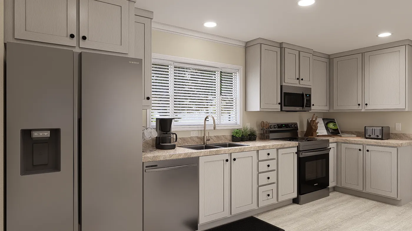 The 5407 HIGH ROCK 7616 Kitchen. This Manufactured Mobile Home features 3 bedrooms and 2 baths.