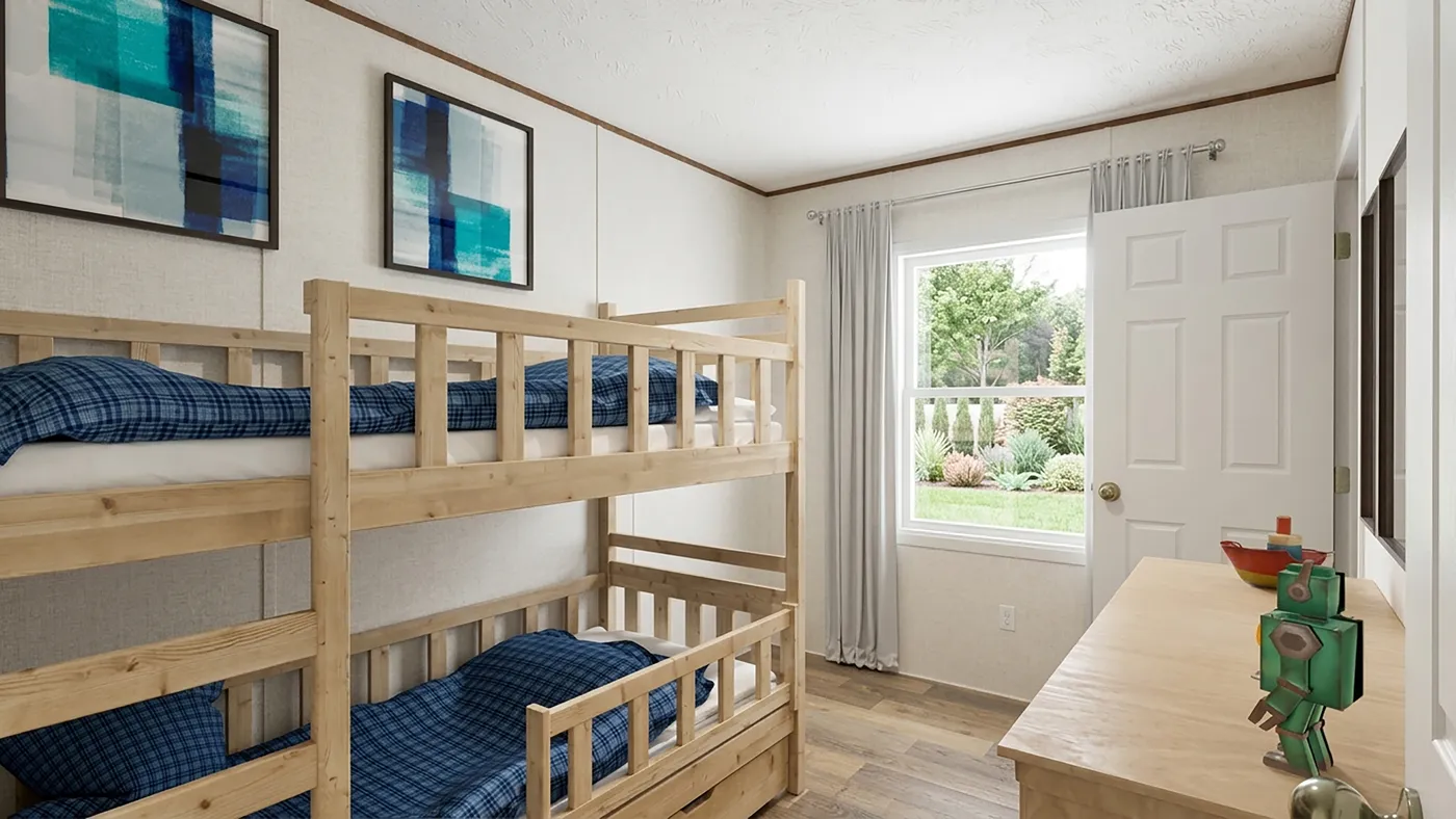 The ASPEN Guest Bedroom. This Manufactured Mobile Home features 3 bedrooms and 2 baths.