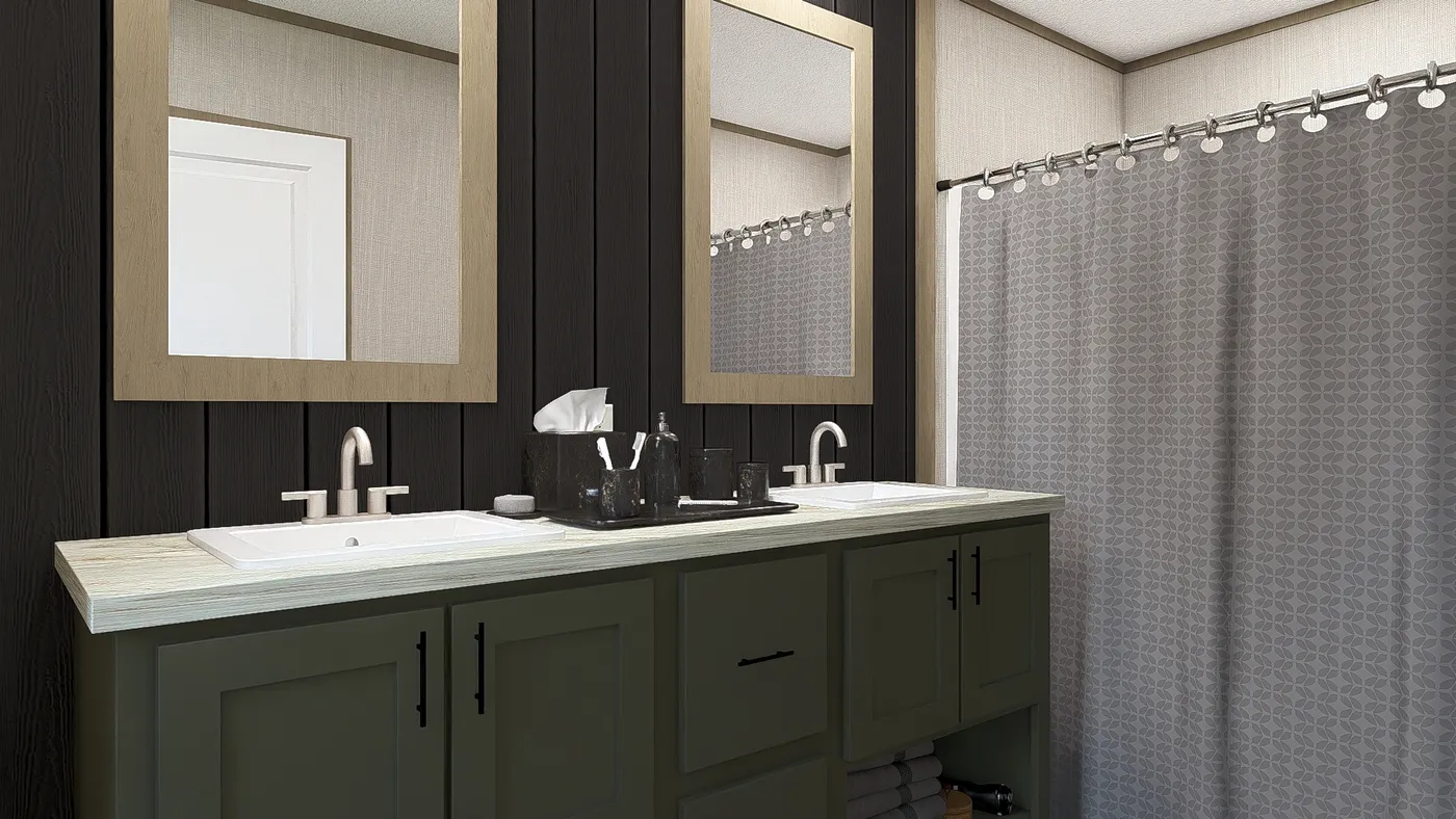 Charwood. The ZION Primary Bathroom. This Manufactured Mobile Home features 3 bedrooms and 2 baths.