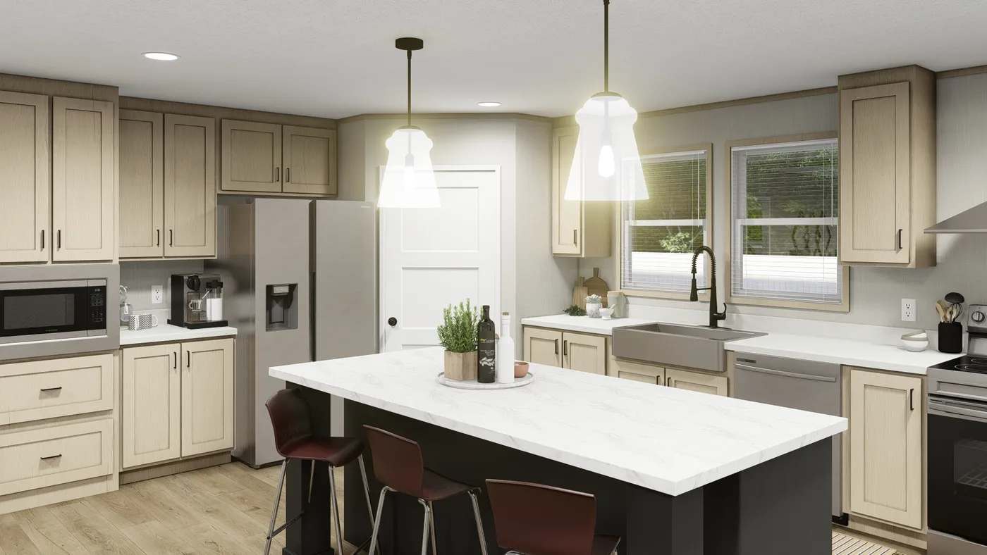The KING AIR Kitchen. This Manufactured Mobile Home features 4 bedrooms and 2 baths.