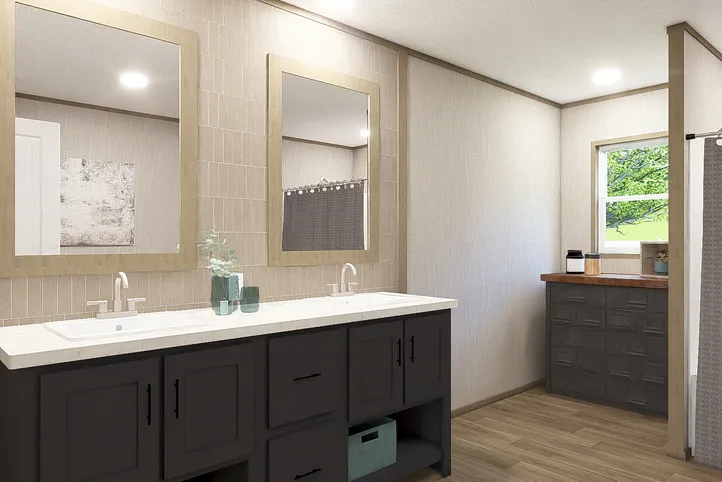 Tranquility.The EVEREST Primary Bathroom. This Manufactured Mobile Home features 4 bedrooms and 2 baths.