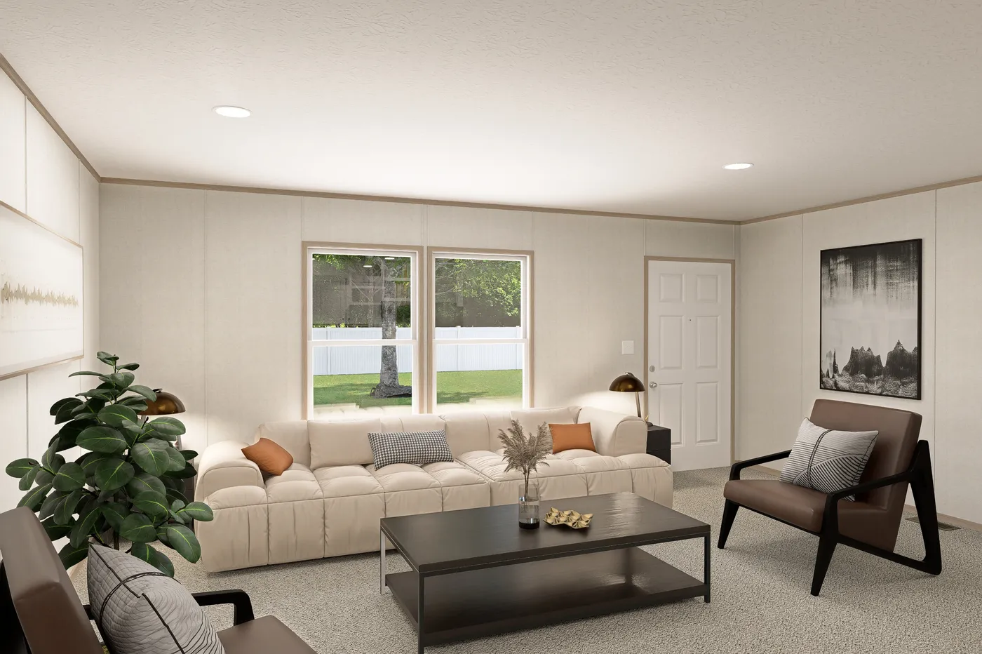 The THE EAGLE 76 Living Room. This Manufactured Mobile Home features 5 bedrooms and 2 baths.