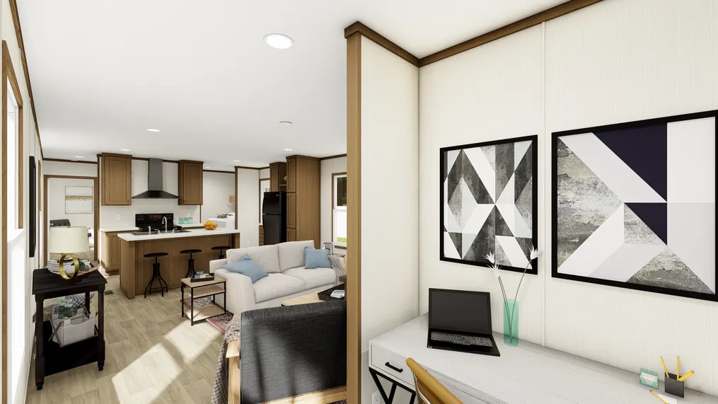 The DYNAMIC Family Room. This Manufactured Mobile Home features 3 bedrooms and 2 baths.