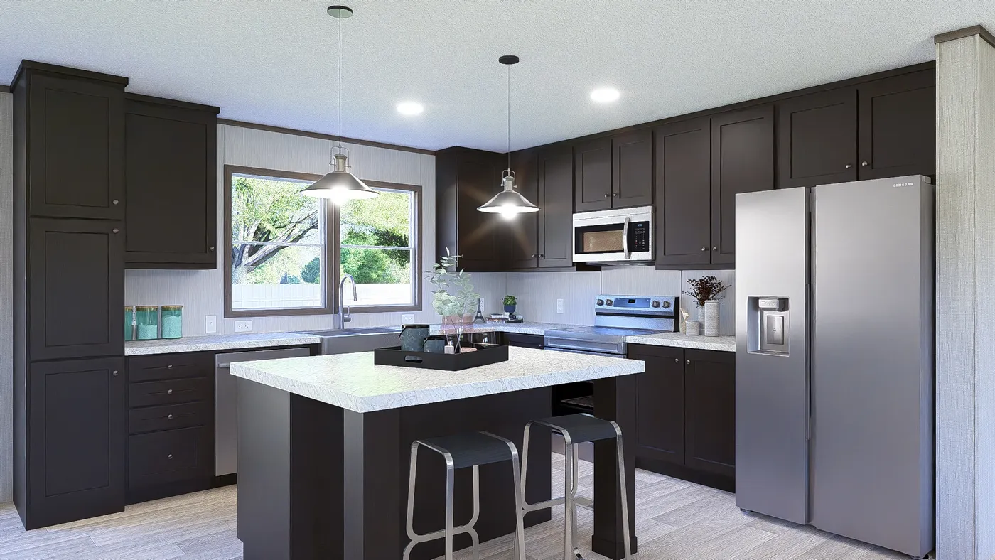 The ULTRA BREEZE 28X76 Kitchen. This Manufactured Mobile Home features 4 bedrooms and 2 baths.