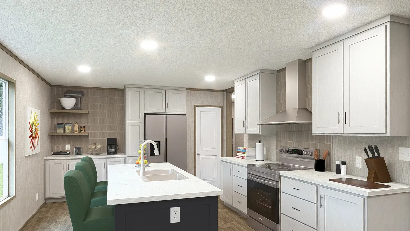 Tranquility. The RAINIER Kitchen. This Manufactured Mobile Home features 4 bedrooms and 3 baths.