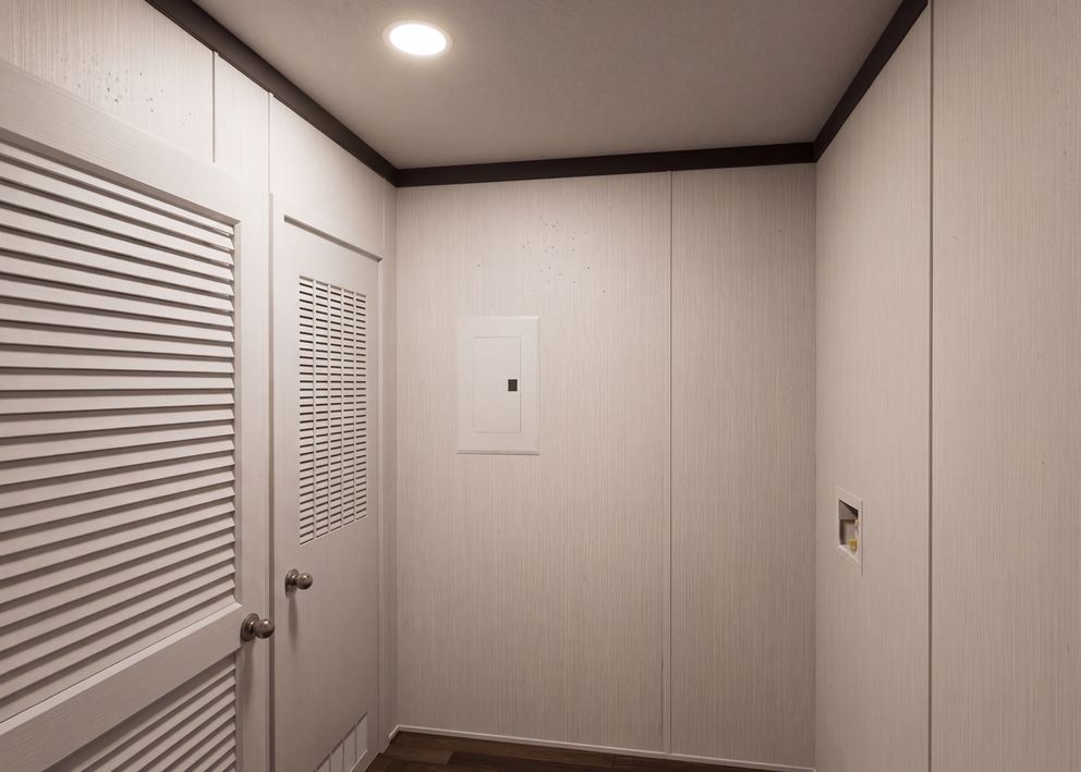 The THE FUSION 32H Utility Room. This Manufactured Mobile Home features 5 bedrooms and 3 baths.