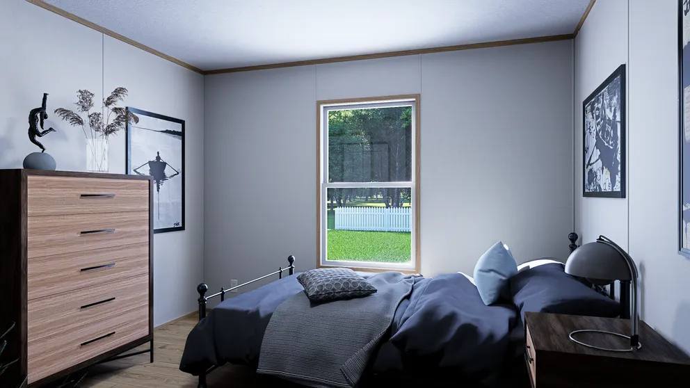 The SOLACE Guest Bedroom. This Manufactured Mobile Home features 4 bedrooms and 2 baths.