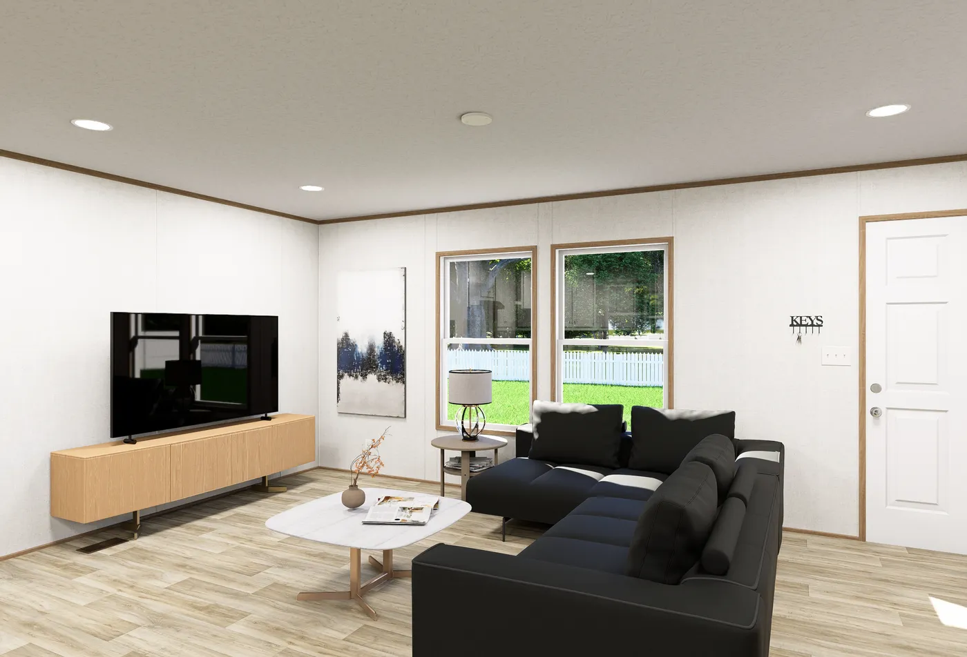 The ELEMENT Living Room. This Manufactured Mobile Home features 3 bedrooms and 2 baths.