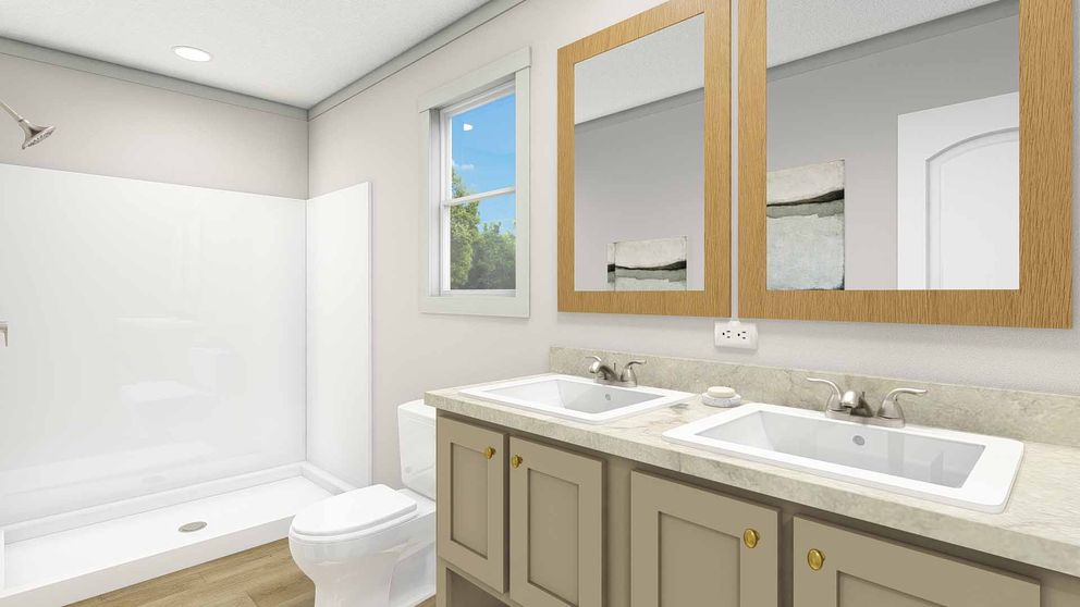 The ABBEY ROAD Primary Bathroom. This Manufactured Mobile Home features 3 bedrooms and 2 baths.