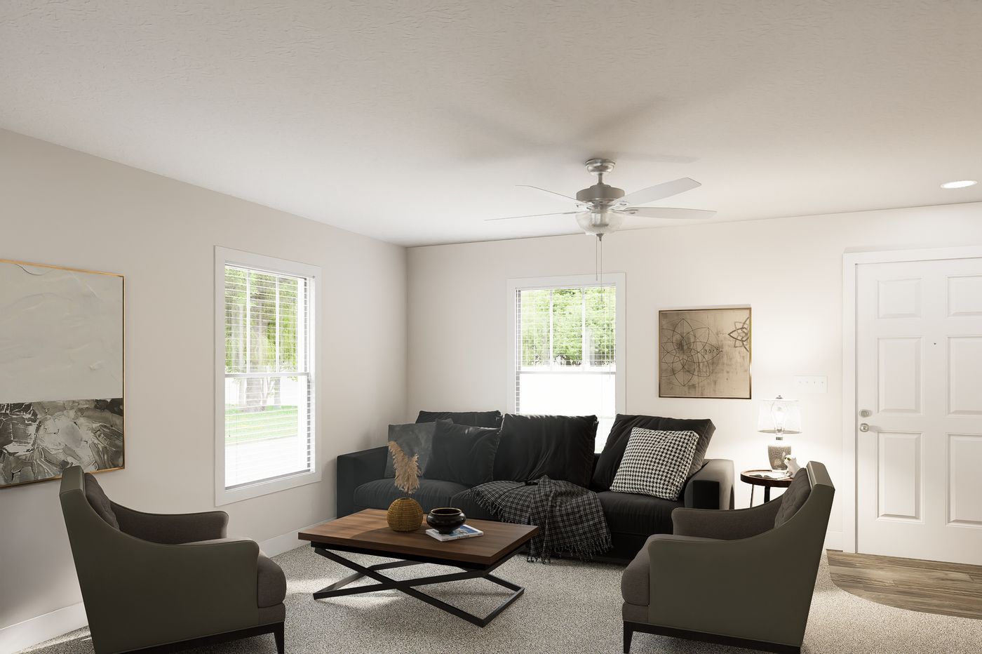 The 4428-MS066 BLUFFTON Living Room. This Manufactured Mobile Home features 3 bedrooms and 2 baths.