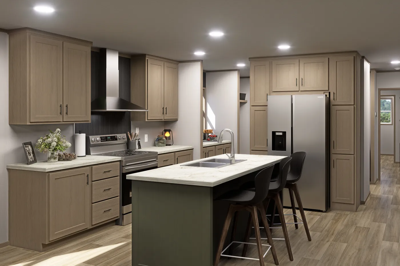 The MARINER Kitchen. This Manufactured Mobile Home features 3 bedrooms and 2 baths.