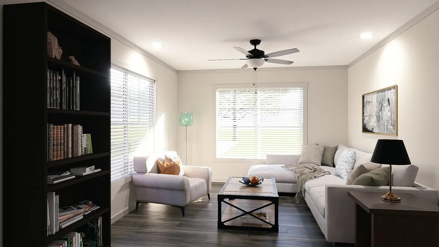 The FARM 3 FLEX ELITE DEN Living Room. This Manufactured Mobile Home features 3 bedrooms and 2 baths.