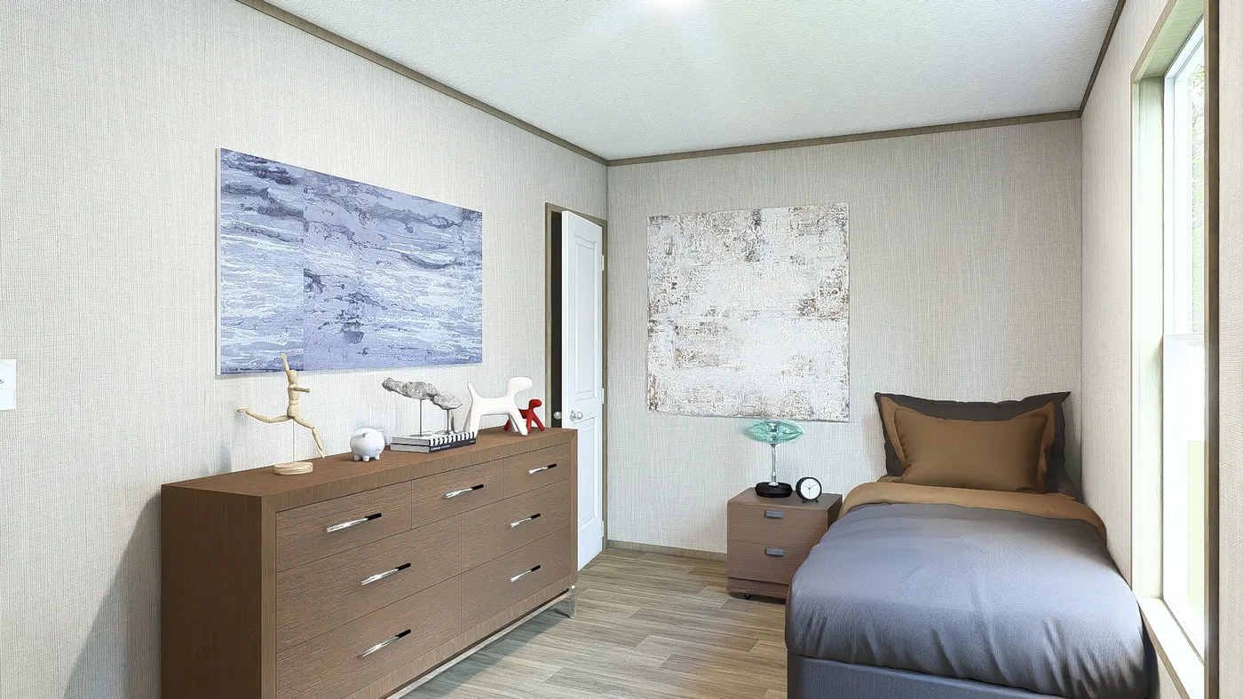 The ZION Guest Bedroom. This Manufactured Mobile Home features 3 bedrooms and 2 baths.