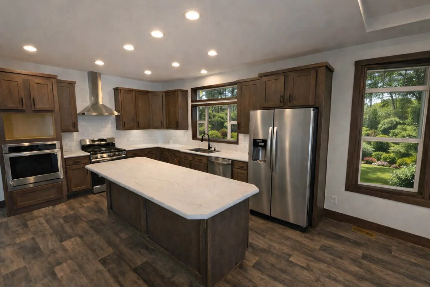 The LEGEND 402 MOD Kitchen. This Modular Home features 3 bedrooms and 2 baths.