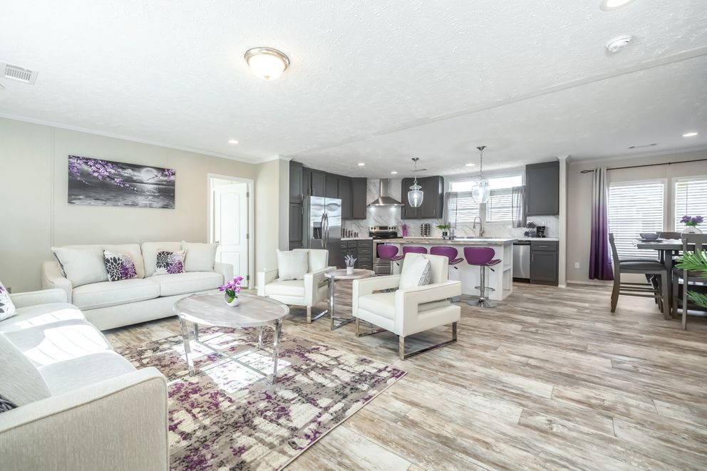 The STELLA Living Room. This Manufactured Mobile Home features 3 bedrooms and 2 baths.