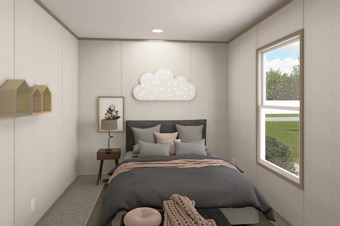 The THE EAGLE 76 Guest Bedroom. This Manufactured Mobile Home features 5 bedrooms and 2 baths.