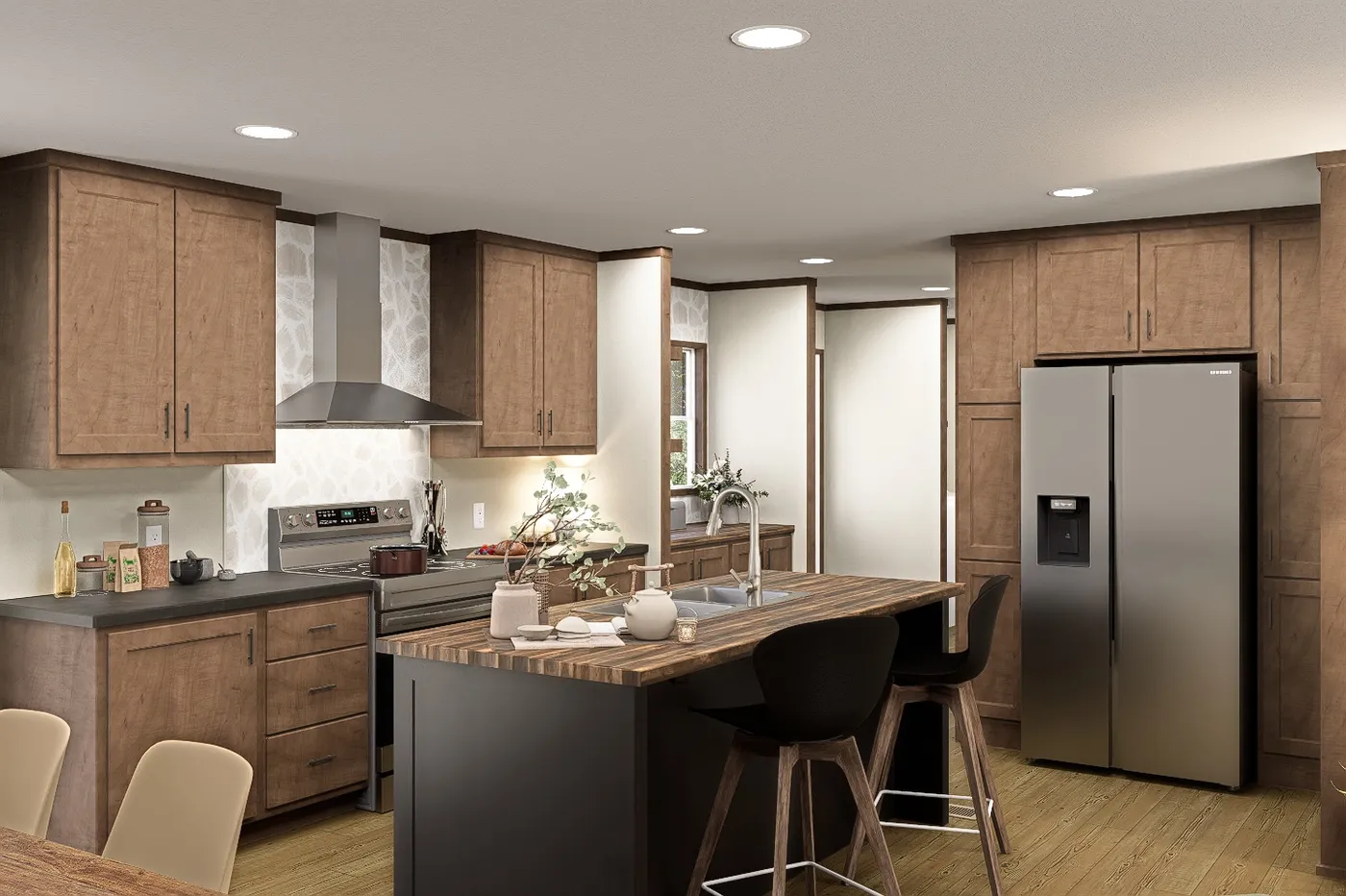 The SNOWCAP Kitchen. This Manufactured Mobile Home features 4 bedrooms and 3 baths.
