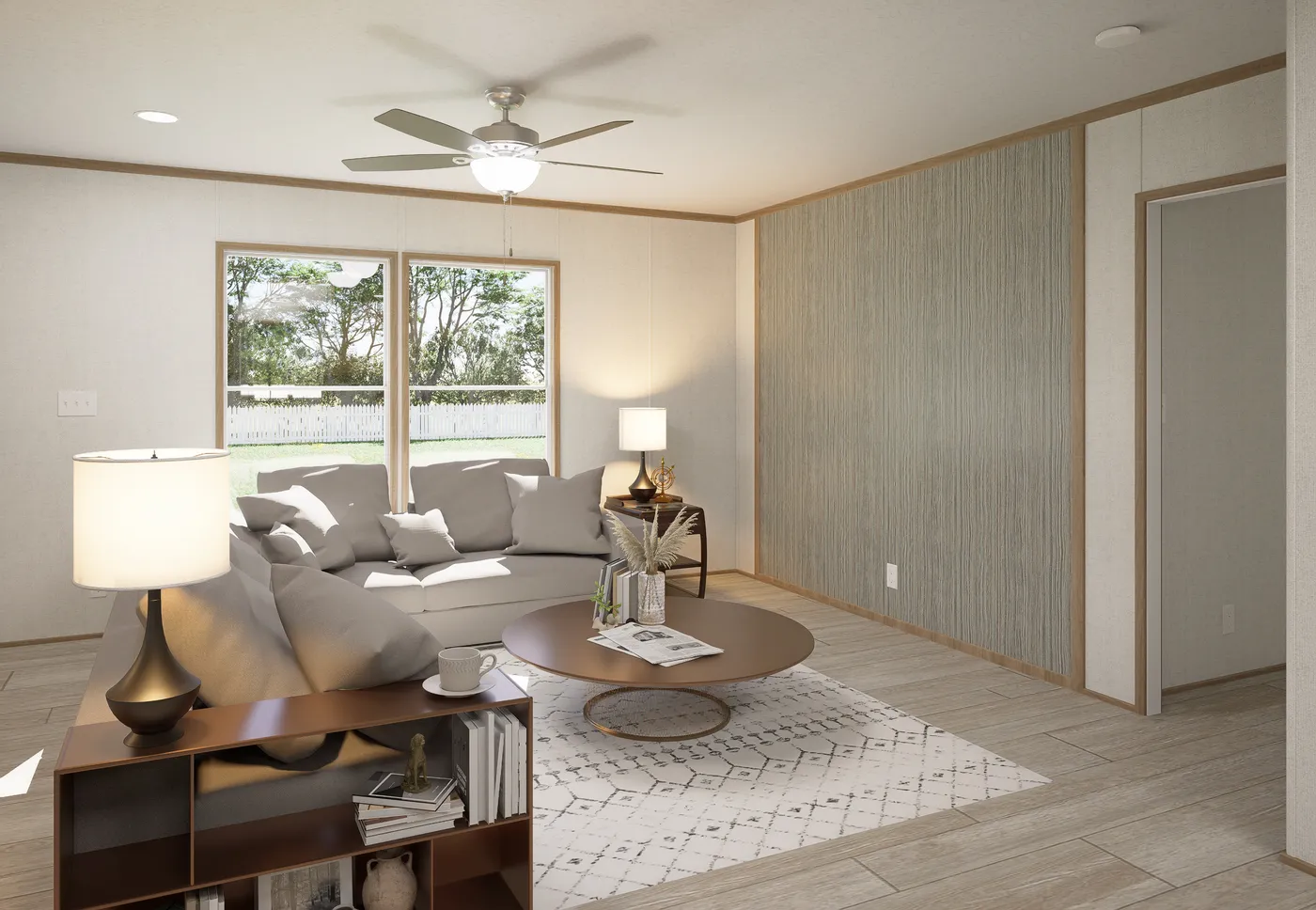 The THE MOUNTAINEER 68 Living Room. This Manufactured Mobile Home features 4 bedrooms and 2 baths.