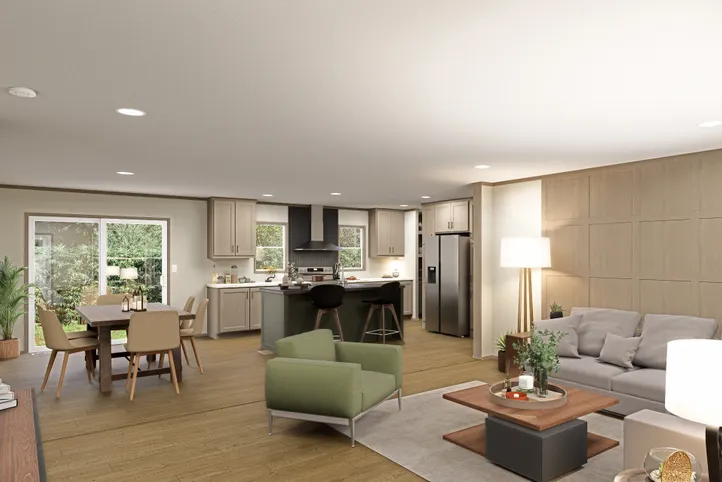 The SUMMIT Living Room. This Manufactured Mobile Home features 4 bedrooms and 3 baths.