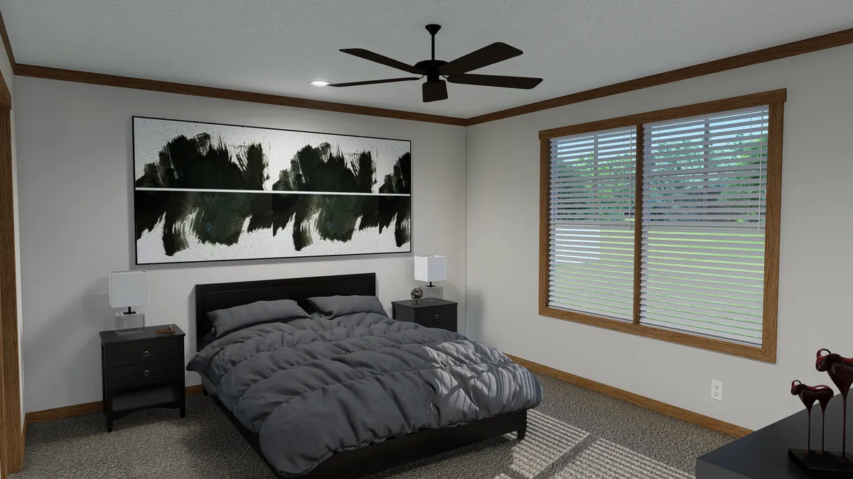 The HUDSON Master Bedroom. This Manufactured Mobile Home features 3 bedrooms and 2 baths.
