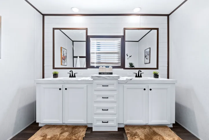 The BREEZE FARMHOUSE Primary Bathroom. This Manufactured Mobile Home features 3 bedrooms and 2 baths.