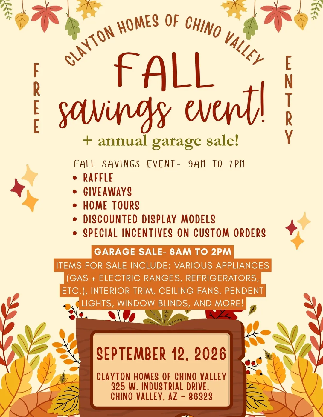 FALL SAVINGS EVENT!!